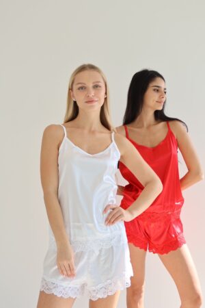 פיג'מה סטן משולב תחרה (4 צבעים)