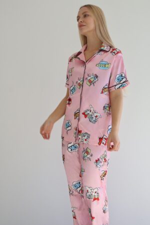 קומיקס סאטן  מכופתרת