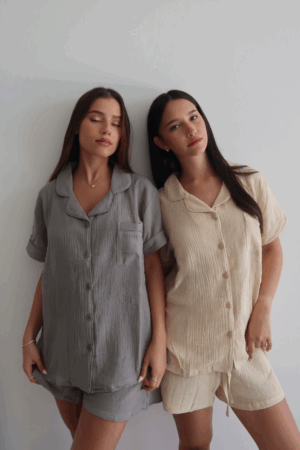 מכופתרת 100% כותנה קצרה