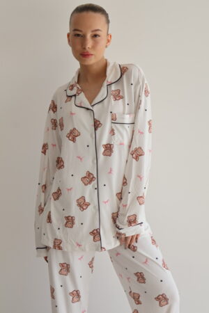 סט מכופתרת מגע רך דובי