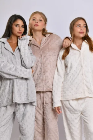 סט מכופתרת פליז LOVE